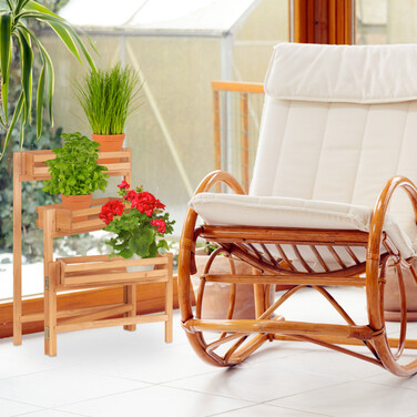Relaxdays Blumentreppe Holz beweglich