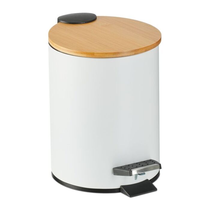 Relaxdays Bad Mülleimer 3 l mit Bambusdeckel