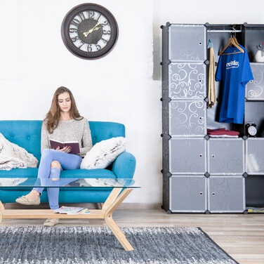 Relaxdays Kleiderschrank Stecksystem 12 Fächer