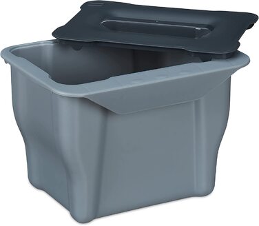 Relaxdays Biomülleimer Küche, 5 l, Kleiner Mülleimer mit Deckel, zum Einhängen, Kunststoff, Abfalleimer Biomüll, grau