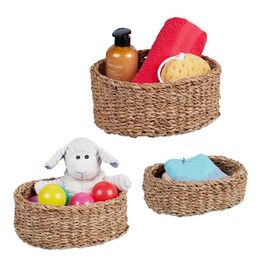 Relaxdays 3-tlg. Aufbewahrungskorb Set aus Seegras