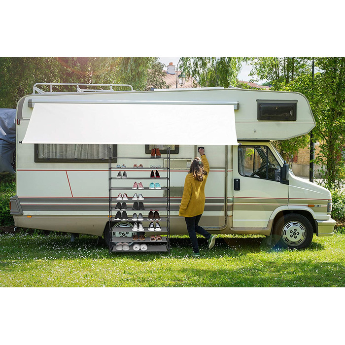 Relaxdays XXL Schuhregal Stecksystem, 10 Ebenen, für 50 Paar Schuhe, Stoff Schuhständer HBT 176,5x99x29,5 cm, braun