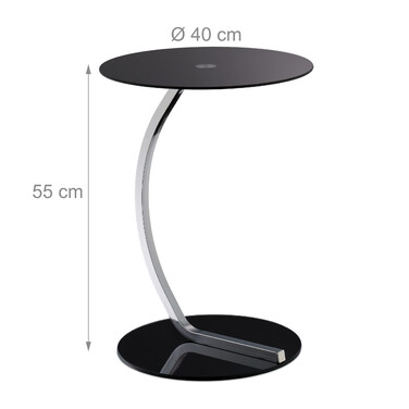 Relaxdays Schwarzer Beistelltisch aus Glas
