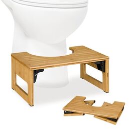 Relaxdays Klappbarer Toilettenhocker aus Bambus