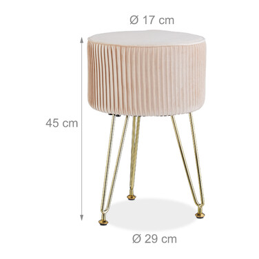 Relaxdays Samt Hocker mit Metallbeinen