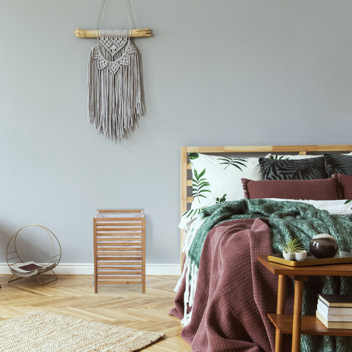 Relaxdays Wäschekorb Walnussholz