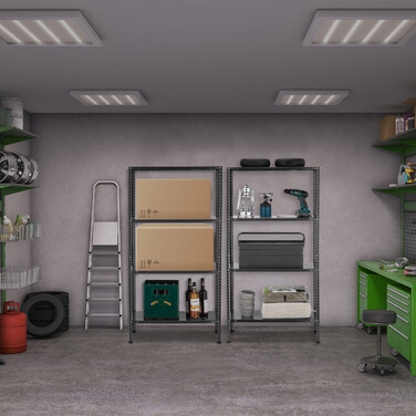 Relaxdays Schwerlastregal 2er Set 4 Ebenen schwarz