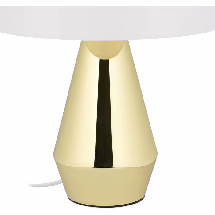 Relaxdays Tischlampe Touch dimmbar, moderne Nachttischlampe, HxD: 40 x 29 cm, E27, Tischleuchte mit Schirm, gold/weiß