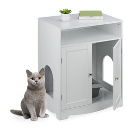 Relaxdays Weißer Katzenschrank für Katzenklo