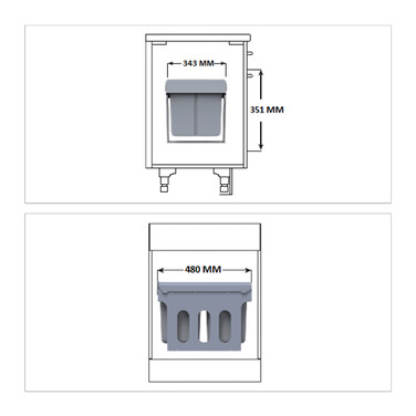 Relaxdays Einbaumülleimer Küche 2x 15 Liter