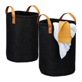 Relaxdays Filz Wäschekorb 28 Liter
