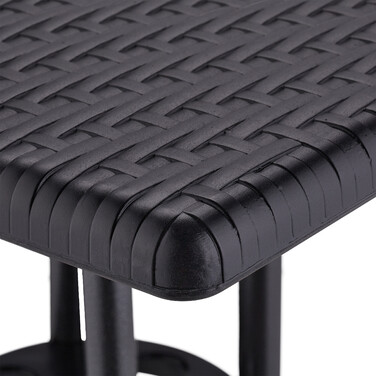 Relaxdays Gartentisch in schwarzer Rattan-Optik