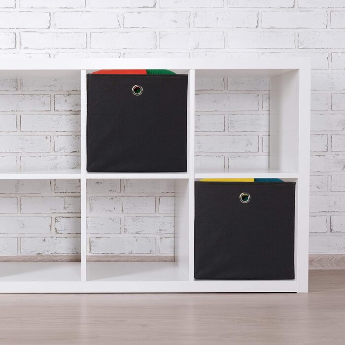 Relaxdays Stoffbox 2er Set, quadratisch, 30x30x30 cm, schwarz