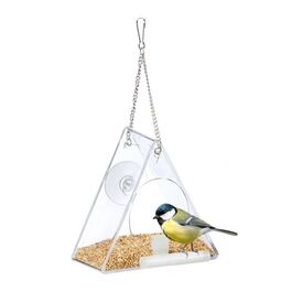 Relaxdays Vogelfutterhaus für Fenster dreieckig
