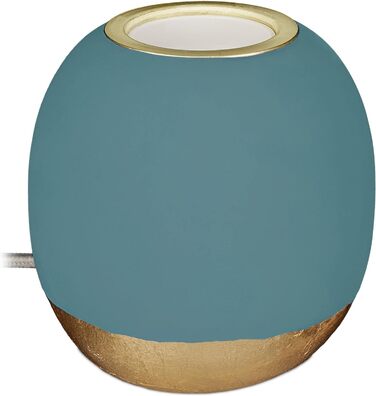 Relaxdays Dekoleuchte Beton, Tischlampe ohne Schirm, HxD 9 x 9 cm, E27 Fassung, langes Kabel, runde Betonlampe, blau