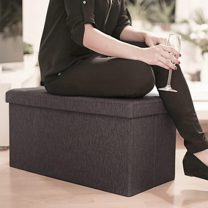 Relaxdays Faltbare Sitzbank XL mit Stauraum, Sitzwürfel, 38x76x38 cm, Braun