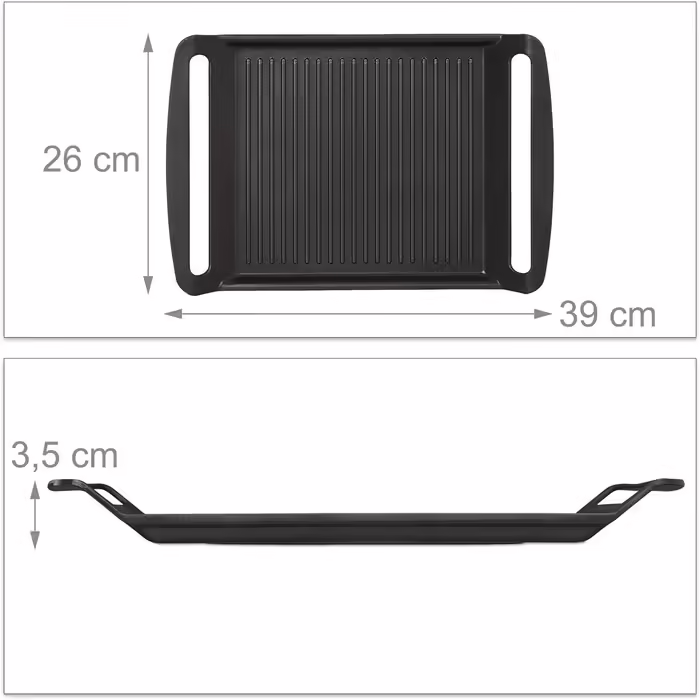 Relaxdays Grillplatte, Gas- & Elektroherd, Fleisch Gemüse Fisch grillen, Antihaft Grillpfanne, anthrazit, 3.7 x 26 x 39 cm