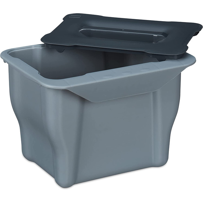 Relaxdays Biomülleimer Küche, 5 l, Kleiner Mülleimer mit Deckel, zum Einhängen, Kunststoff, Abfalleimer Biomüll, grau