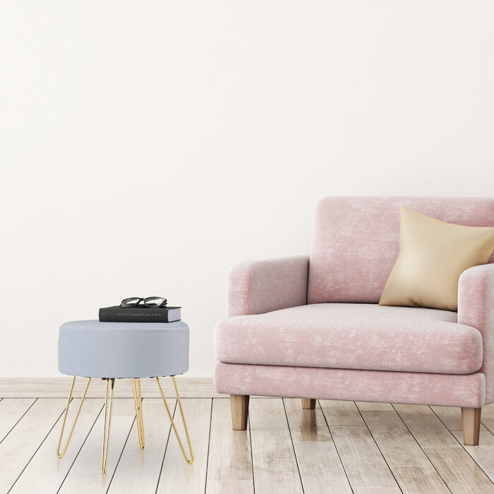 Relaxdays Samt Hocker mit Haarnadelbeinen