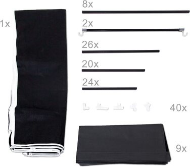 Relaxdays  x Faltschrank Valentin XXL, Stoffschrank, 2 Kleiderstangen, 9 Ablagen, Kleiderschrank, HBT 73 x 48 x 42,5 cm,     Stück (1, Schwarz, Weiß, 173 x 148 x 86 cm)
