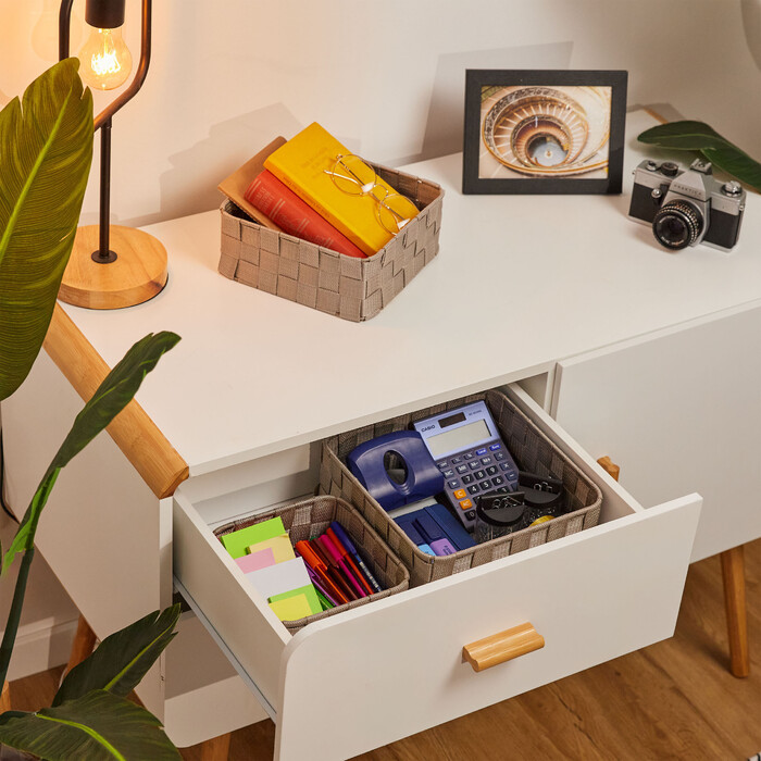 Relaxdays Grauer Aufbewahrungskorb 3er Set