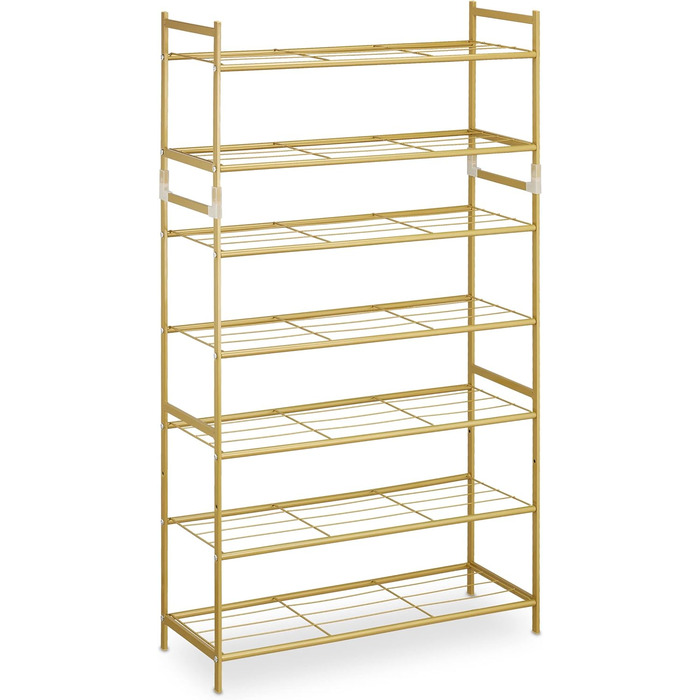 Relaxdays Schuhregal, Metall, 5 Ebenen, stapelbar, erweiterbar, HBT: 90x70x26cm, 15 Paar Schuhe, (Gold)