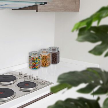 Relaxdays Vorratsgläser, 6er Set, 1,8 l, achteckige Dosen, luftdicht, transparent