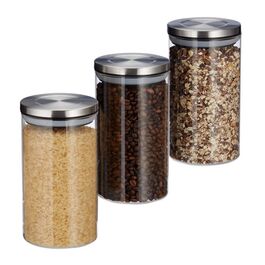 Relaxdays Vorratsglas 3er Set je 1 Liter