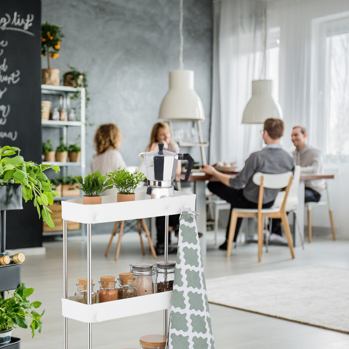 Relaxdays Weißer Nischenwagen mit 4 Ebenen