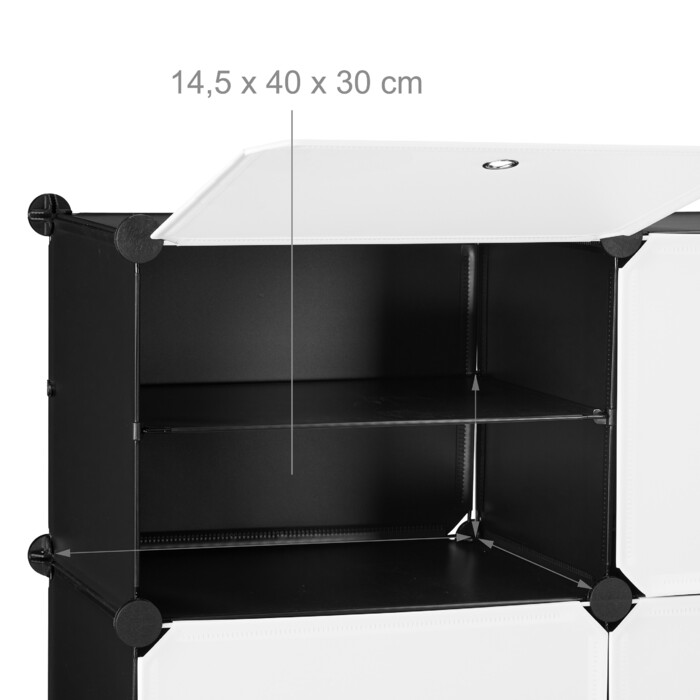 Relaxdays Schuhschrank in Schwarz-Weiß 12 Fächer