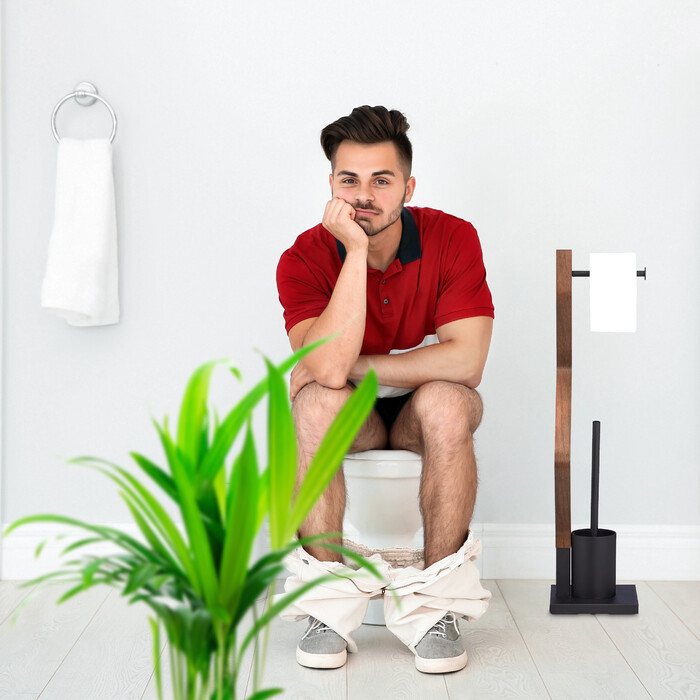 Relaxdays WC Garnitur stehend schwarz