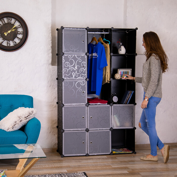 Relaxdays Kleiderschrank Stecksystem 12 Fächer