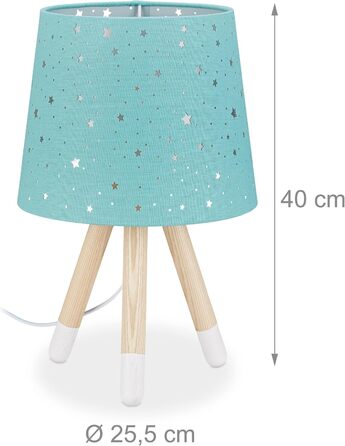 Relaxdays Tischlampe Kinderzimmer, Nachttischlampe Sterne, E14, 40 cm, mint