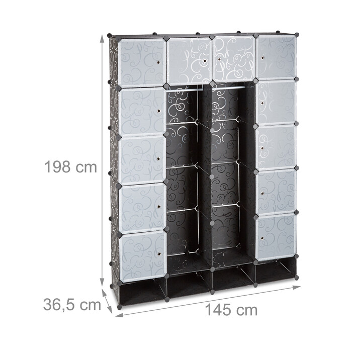 Relaxdays Kleiderschrank Stecksystem 18 Fächer