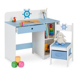 Relaxdays Kinder Schreibtisch und Stuhl Seefahrt