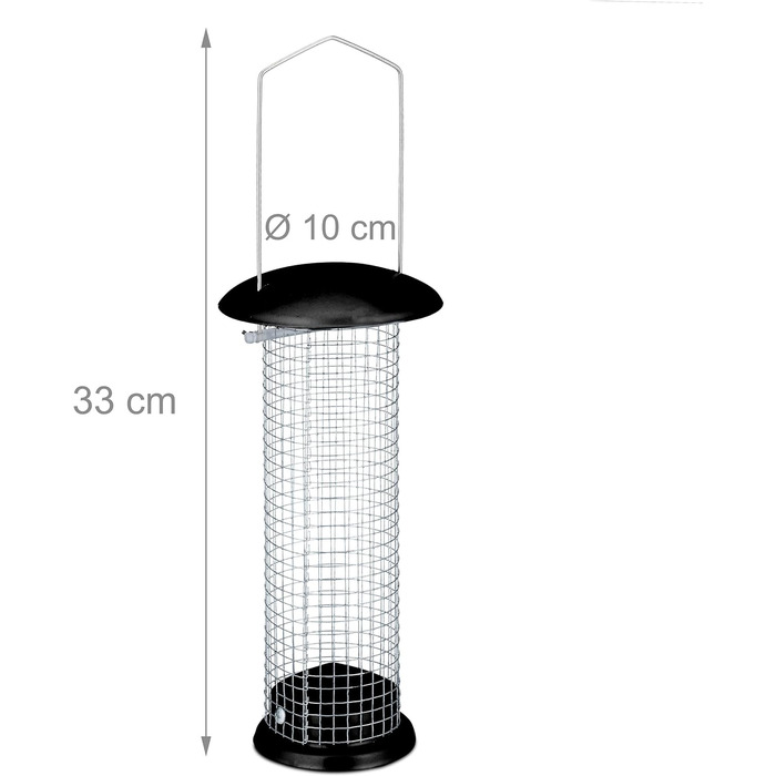 Relaxdays Vogelfutterstation, 2er Set, HxD: 33 x 10 cm, Metall, schwarz/Silber