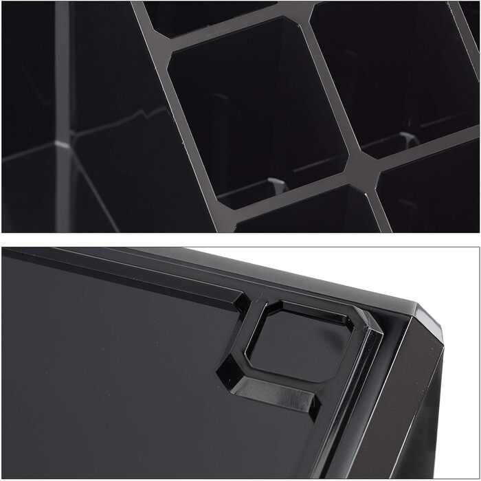 Relaxdays Make Up Organizer klein, 2-teilige Schminkaufbewahrung mit Schubladen, stapelbares Kosmetikregal,  1 Stück (Schwarz)