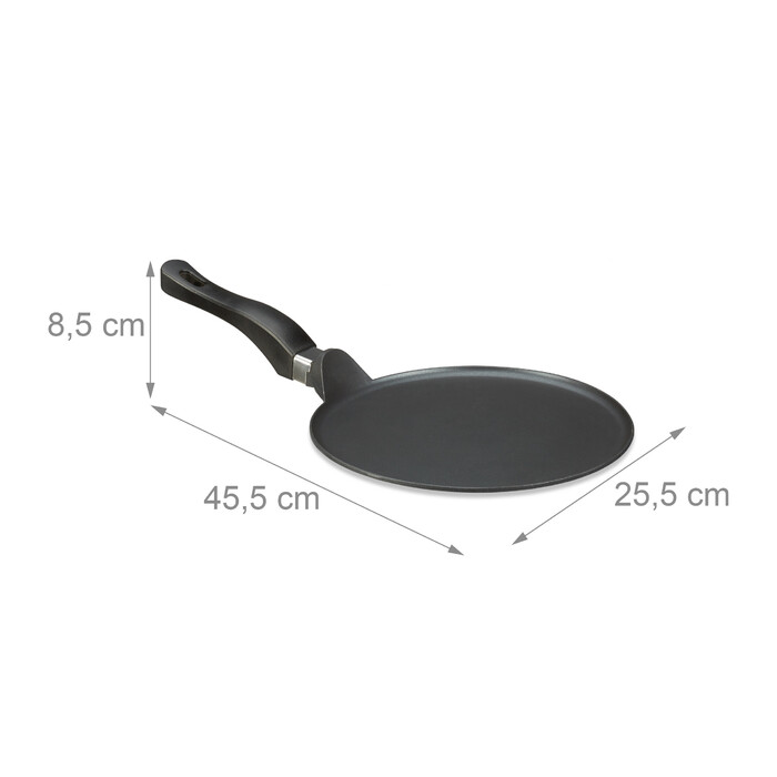 Relaxdays Crêpespfanne Aluguss schwarz 25 cm