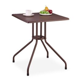 Relaxdays Gartentisch in brauner Rattan-Optik