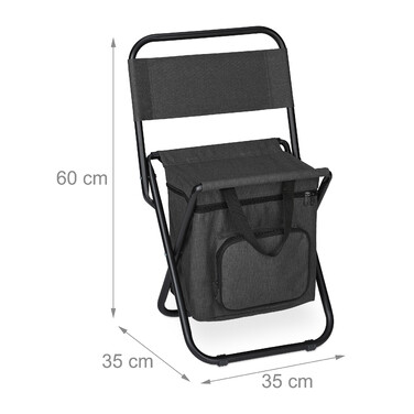 Relaxdays Schwarzer Campinghocker mit Lehne