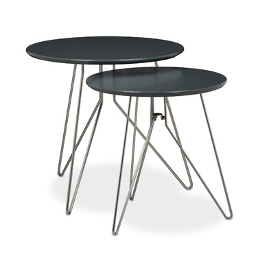 Relaxdays Beistelltisch 2er Set 3 Metallbeine