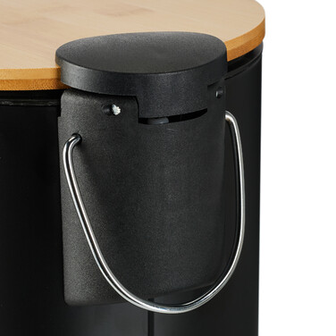 Relaxdays Bad Mülleimer 3 l mit Bambusdeckel