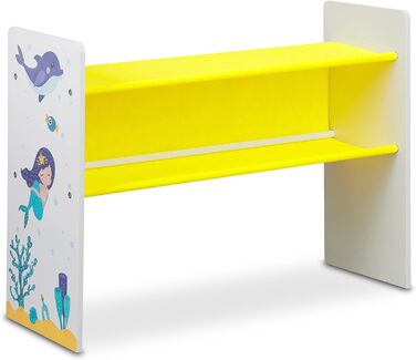 Relaxdays Kinderregal mit 9 Stoffboxen, Meerjungfrau Kindermotiv, Spielzeugregal Organizer HBT 66 x 82,5 x 29,5 cm, bunt, 1 Stück