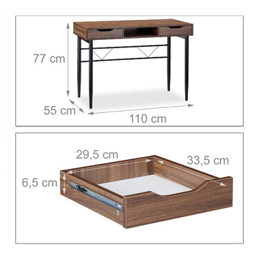 Relaxdays Schreibtisch mit Schubladen