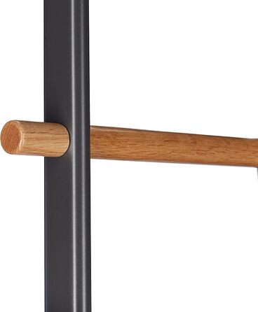 Relaxdays Handtuchleiter, Holz & Metall, 4 Sprossen, zum Anlehnen, 171x50x3 cm, anthrazit/Natur
