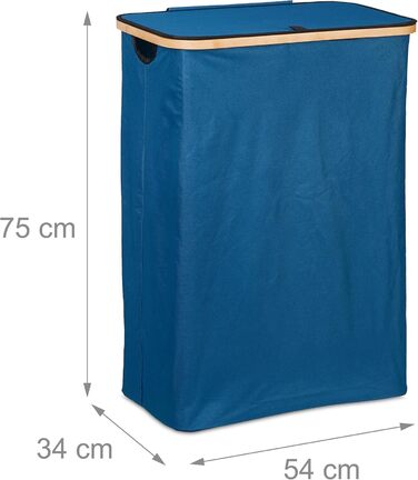 Relaxdays Wäschekorb 105 l, faltbar, Bambus & Polyester, tragbar, Petrol/Natur