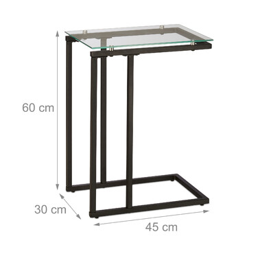 Relaxdays Beistelltisch U-Form aus Glas und Metall
