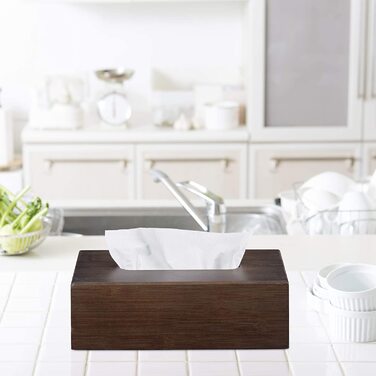Relaxdays Tücherbox Bambus, Taschentuchbox mit Schiebeboden, Tissue Box für Taschentücher, HBT: 7,5x24x2cm, Dunkelbraun (2)