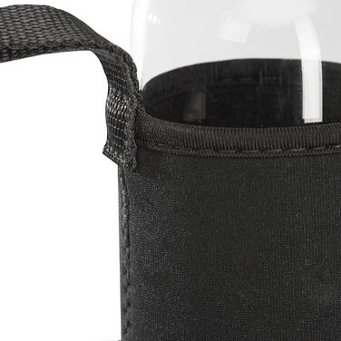 Relaxdays 6er Set Trinkflasche Glas, Wasserflasche mit Hülle, 500ml, spülmaschinenfest, wasserdicht, transparent/schwarz