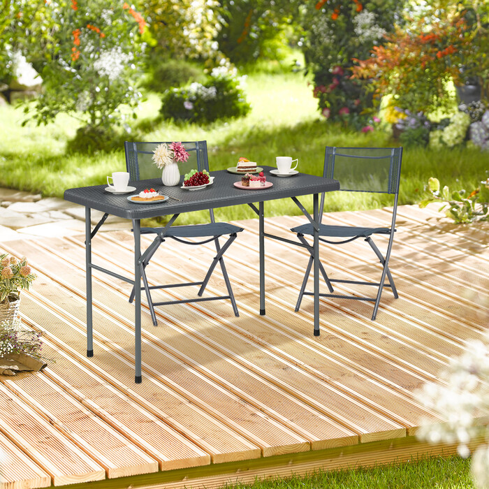 Relaxdays Klappbarer Gartentisch in Rattanoptik